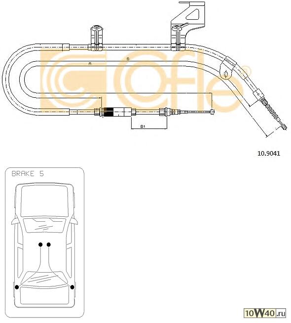 Трос стояночного тормоза SKODA SUPER B 02>08 правый