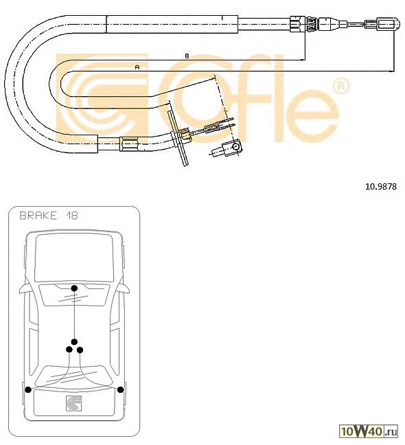 Трос стояночного тормоза MB SPRINTER 95>06 правый