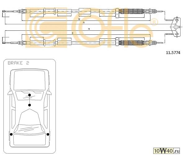 Трос стояночного тормоза OPEL: CORSA D 5Door 07- 1492/1255+1477/1242 mm