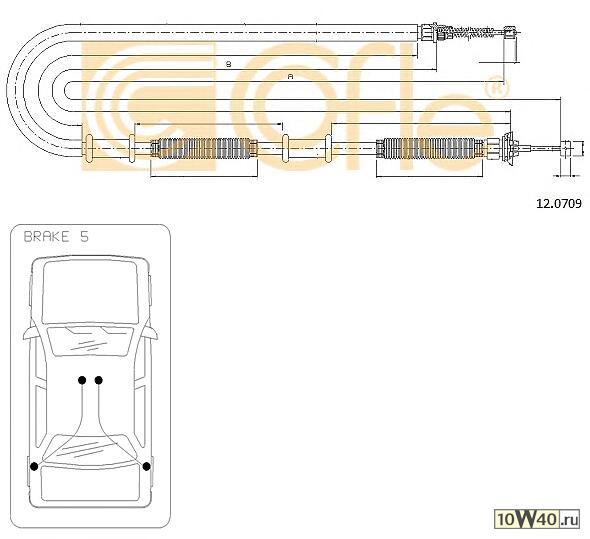 Трос стояночного тормоза лев задн FIAT DOBLO PANORAMA/COMBINATO all 3/05-