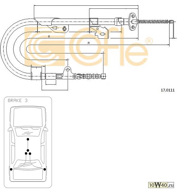 трос стояночного тормоза задний iveco daily turbo ds 35.8-35.10 90- 2508 / 980mm x2