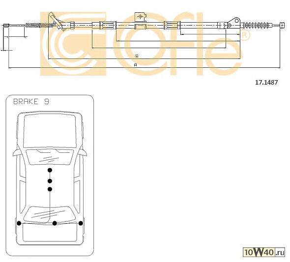 Трос стояночного тормоза прав задн TOYOTA PREVIA ACR3-CLR3-MCR3 2.0D-4D-2.4 16V all 3/01-