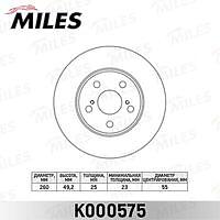 MILES k000575 (K000575) диск тормозной Toyota (Тойота) Avensis (Авенсис) 1.6-2.0 97-03 передний d=260мм.