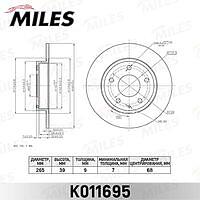 MILES K011695 (K011695 / K011695_MI) диск тормозной задний d265мм Mazda (Мазда) 3 13- (trw df6659) k011695