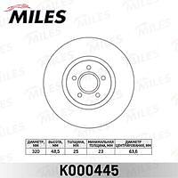 MILES k000445 (K000445) диск тормозной Ford (Форд) Focus (Фокус) II / III 04- / Volvo (Вольво) s40 / v50 04-передний вент.d=320мм.