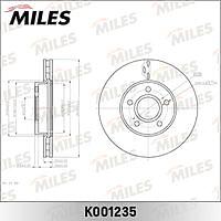 MILES K001235 (K001235) диск тормозной передний d278мм. Ford (Форд) Focus (Фокус) II / III / c-max 03- / Volvo (Вольво) s40 04- (trw df6138) k001235