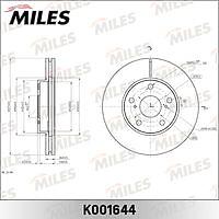 MILES K001644 (K001644) диск тормозной передний d277мм Toyota (Тойота) auris / Corolla (Корола) e15 / e18 (trw df6679) k001644