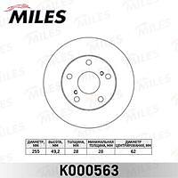MILES k000563 (K000563) диск тормозной Toyota (Тойота) Camry (Камри) (v10 / v20) 2.2 91-01 / Picnic (Пикник) 96-01 передний d=255мм.