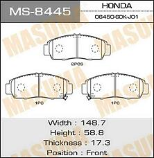 MASUMA MS8445 (06450S0KJ01 / 06450S0KJ02 / 06450S3NJ00) колодки дисковые передние\ Honda (Хонда) Legend (Легенда) 3.5 24v 96>