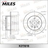 MILES K011618 (K011618) диск тормозной задний Toyota (Тойота) Camry (Камри) (v40, v50) (trw df6176) k011618