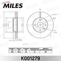 MILES K001279 (K001279 / K001279_MI) диск тормозной передний d256mm Chevrolet (Шевроле) aveo 11- / cobalt 11- (trw df6254) k001279