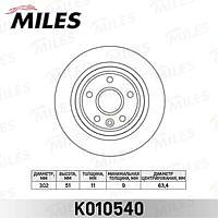 MILES K010540 (K010540) диск тормозной задний Ford (Форд) Galaxy (Галакси) 06- / kuga 08- / Mondeo (Мондео) 07- / s-max 06- (trw df4766) k010540