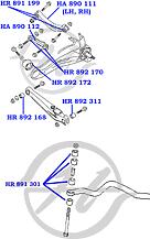HANSE HR891199  сайлентблок верхнего поперечного рычага задней подвески, внутренний и наружный