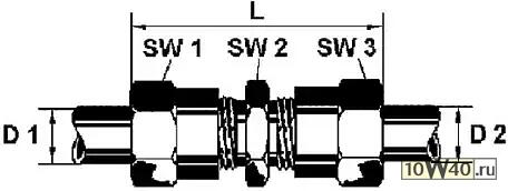 Соединитель трубок под ключ O6x6мм