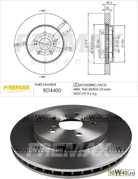 диск тормозной передний\ lexus rx 3.0-4.0, toyota harrier 2.4-3.5i 03>