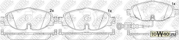 Колодки тормозные дисковые (с датчиком износа) AUDI A3/SKODA OCTAVIA/VW GOLF 12-/PASSAT 14-  PN33005W