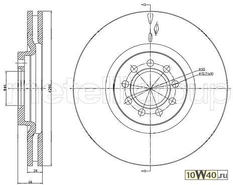 Диск торм. пер.вент.[290x28] 9 отв.