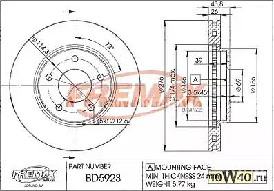 диск тормозной передний\ mitsubishi lancer 1.5 / 1.8 / 2.0 di-d 08>