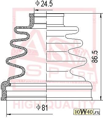 пыльник шрус (комплект без смазки) 24 5x81x86 5 nissan honda mazda ford acura