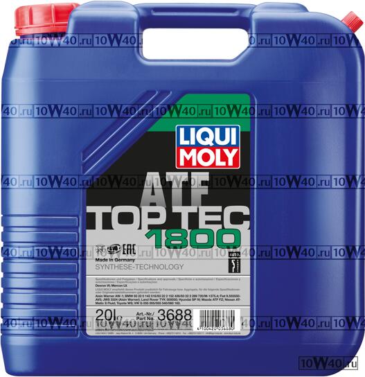 liquimoly top tec atf 1800 (20l) жидкость гидравлическаясинт. для акпп\ dexron vi, mercon lv