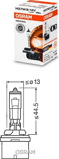 ЛАМПА ГОЛОВНОГО СВЕТА H27/2 12V 27W 3200K 1ШТ.