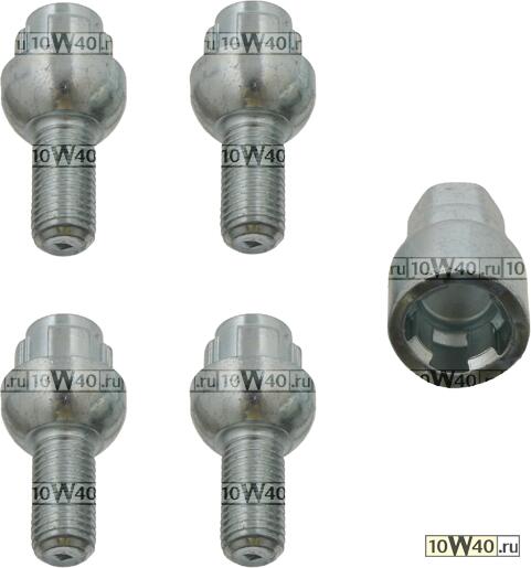 Секретки к-кт Vw/Audi/Seat/Skoda болт 12x1,5 17/19кл 25mm сфера