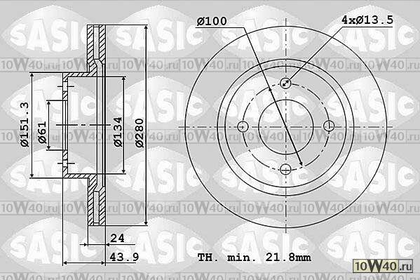 Диск тормозной (К-Т 2 ШТ.) RENAULT LAGUNA/MEGANE/SCENIC передний (280x24) вентил.