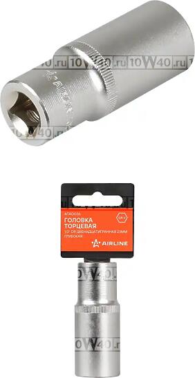 Головка торцевая 1/2 DR двенадцатигранная 23мм глубокая, пласт. подвес (ATAO036)