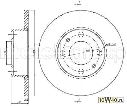 диск тормозной передний\ fiat panda / ritmo / uno all 0.8-1.4 <95