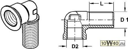 штуцер уголок m16-m16 90° (л) в перегородку lр24 a \