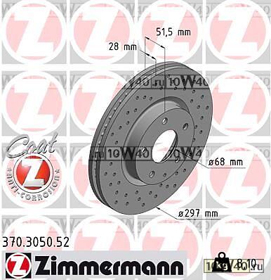 ДИСК ТОРМ MAZ CX-5 2.0/2.2D 11-/6 2.0/2.5/2.2D 12- ПЕР ВЕНТ ПЕРФО 297X28 (ЦО 68)