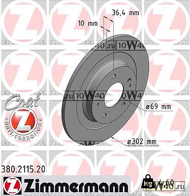 ДИСК ТОРМ CIT C4/MIT ASX/OUTLANDER III/PGT 4008 10- ЗАД 302X10