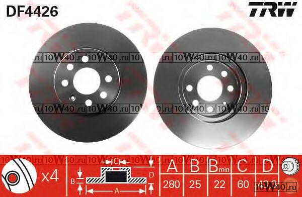 Диск тормозной передний OPEL ASTRA H, MERIVA DF4426