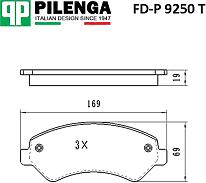 PILENGA fd-p9250t (1607878780 / 1607878980 / 425373) pilenga колодки тормозные дисковые передние усиленные с датчиком Citroen (Ситроен) / Peugeot (Пежо) Boxer (Боксер) III ducat