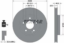 TEXTAR 92105905 (09684511 / 09684514 / 09841110) диск тормозной высокоуглеродистый с покрытием pro+ | перед |