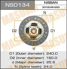 MASUMA NSD134 (3010089F00 / 3010089F14 / 3010089F15) диск сцепления\ Nissan (Ниссан) x-trail t30 qr20de / qr25de