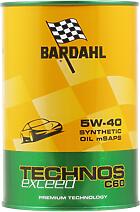 BARDAHL 309040 (102049 / 102786 / 153BE0)  5w40 sn / cf c60 technos msaps exceed 1l (специализированное синт. моторное масло)