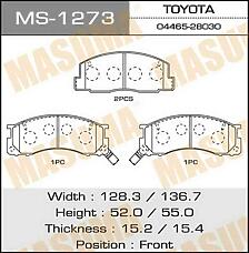 MASUMA MS-1273 (0446528030 / 0446528080 / 0449128250) колодки дисковые передние\ Toyota (Тойота) Previa (Превия) 2.4i & 4wd 97-00