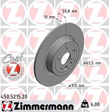 ZIMMERMANN 450.5215.20  диск тормозной задн. 317x10 / 51-5x108 \ BMW (БМВ) f01 / f10 3.0 / 4.4i / d 09>
