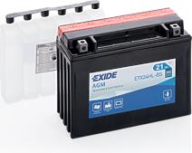 EXIDE ETX24HL-BS  аккумулятор евро 21ah 350a 205 / 90 / 165 moto agm сухозар. с упаковкой электролита\