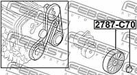 FEBEST 2787-C70  ролик натяжной ремня генератора без мех.натяж.\ Renault (Рено) laguna, Volvo (Вольво) s40-s80 2.0-2.5 95>