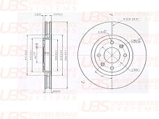 UBS b2107002  тормозной диск для Citroen (Ситроен) Berlingo (Берлинго) +esp / c5 / c4 / Peugeot (Пежо) 207 05> / 307 05> передний вент. 1шт.