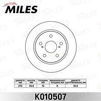 MILES k010507 (K010507) диск тормозной Toyota (Тойота) auris 07- (пр-во великобритания) задний d=270мм.
