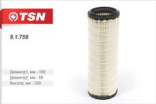 TSN 9.1.758 (1000004566 / 1000052549 / 10421751240) фильтр воздушный d106 d60 h300 \ new holland, caterpillar, volvo