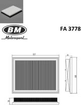 BM FA3778 (1140778 / 1729854 / 2S619601CA) фильтр возд.Ford (Форд) fiesta,Fusion (Фюжин) 1.3,1.4,1.6l  2001=>