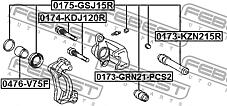 FEBEST 0173-KZN215R  пыльник направляющей втулки суппорта торм.заднего\ Toyota (Тойота) Land Cruiser (Ленд Крузер) prado 02-09