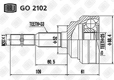 TRIALLI go-2102 (0374003 / 374003 / GO2102) шрус для а / м Opel (Опель) Astra (Астра) g (98-) 1.8i / 2.0i (наруж.) (go 2102)