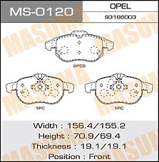 MASUMA MS-0120 (93186003 / 93188112) колодки тормозные дисковые