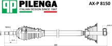 PILENGA AX-P8150 (391016826R / 6001547028 / 6001548102) привод левый короткий largus 8v, logan, dacia, sandero ax-p8150