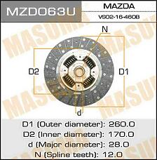 MASUMA MZD063U (SE0316460A / SE0316460B) диск сцепления\ Mazda (Мазда) titan